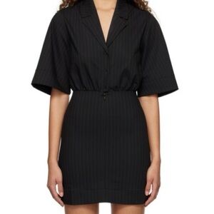 New Ganni Pinstripe Short-Sleeved Mini Shirt Dress